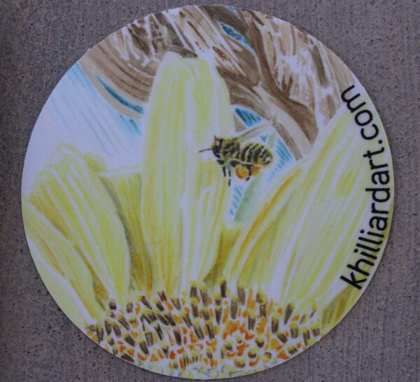 Bee and Sunflower Sticker 2 | Karen Hilliard Art | Stickers