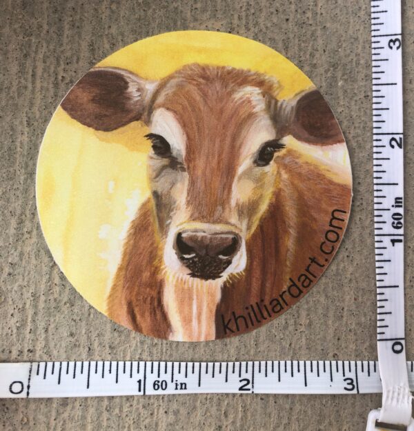 Sticker Calm Sunny Day measurement | Karen Hilliard Art | Stickers | Cow