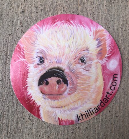 Sticker Piggy in Pink | Karen Hilliard Art | Sticker | Pig