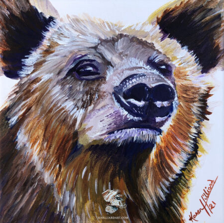 Bear in Thought Acrylic Original | Karen Hilliard Art | 8x8