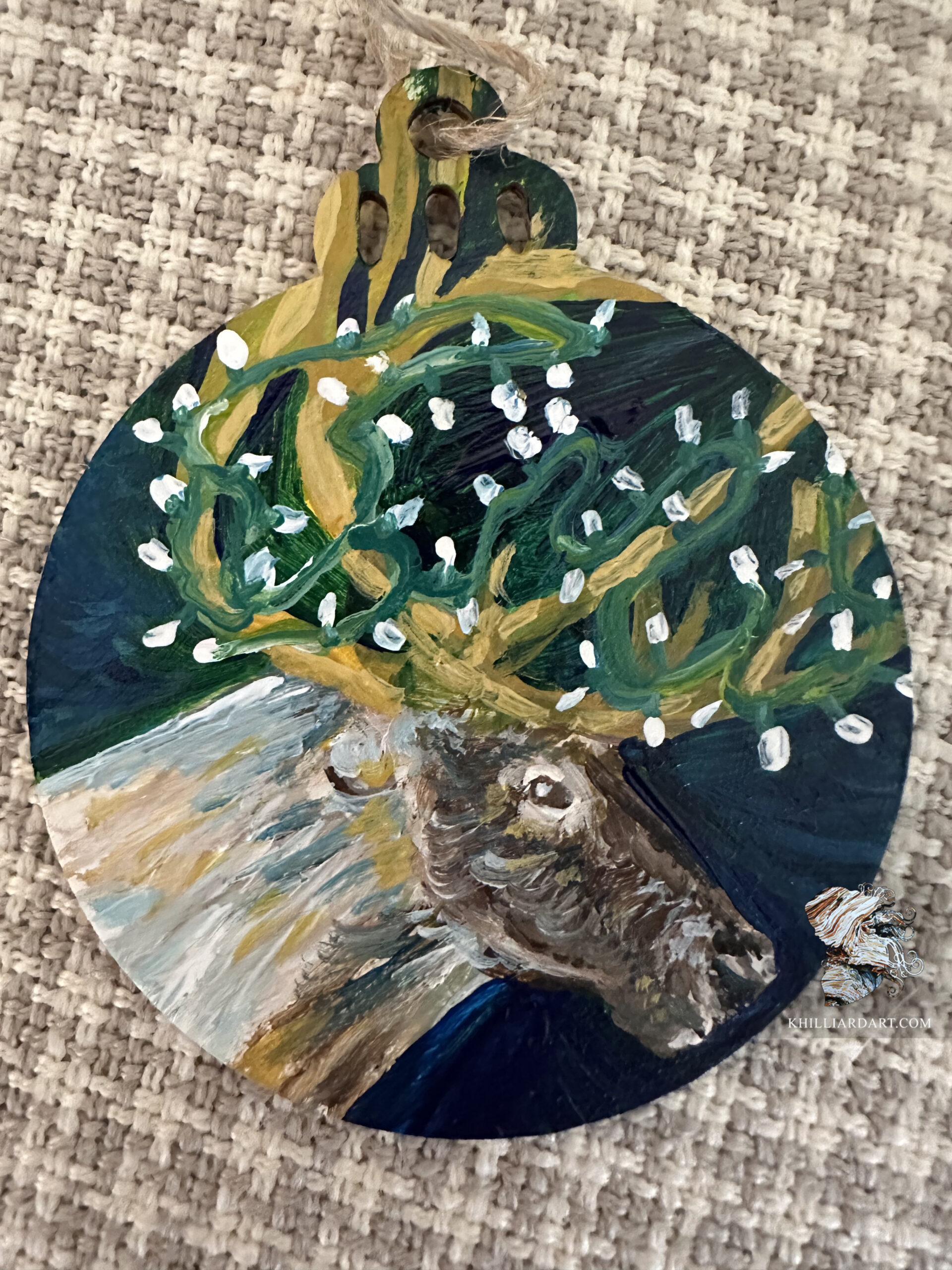 Caribou Ornament 2023 | Karen Hilliard Art | Original Acrylic