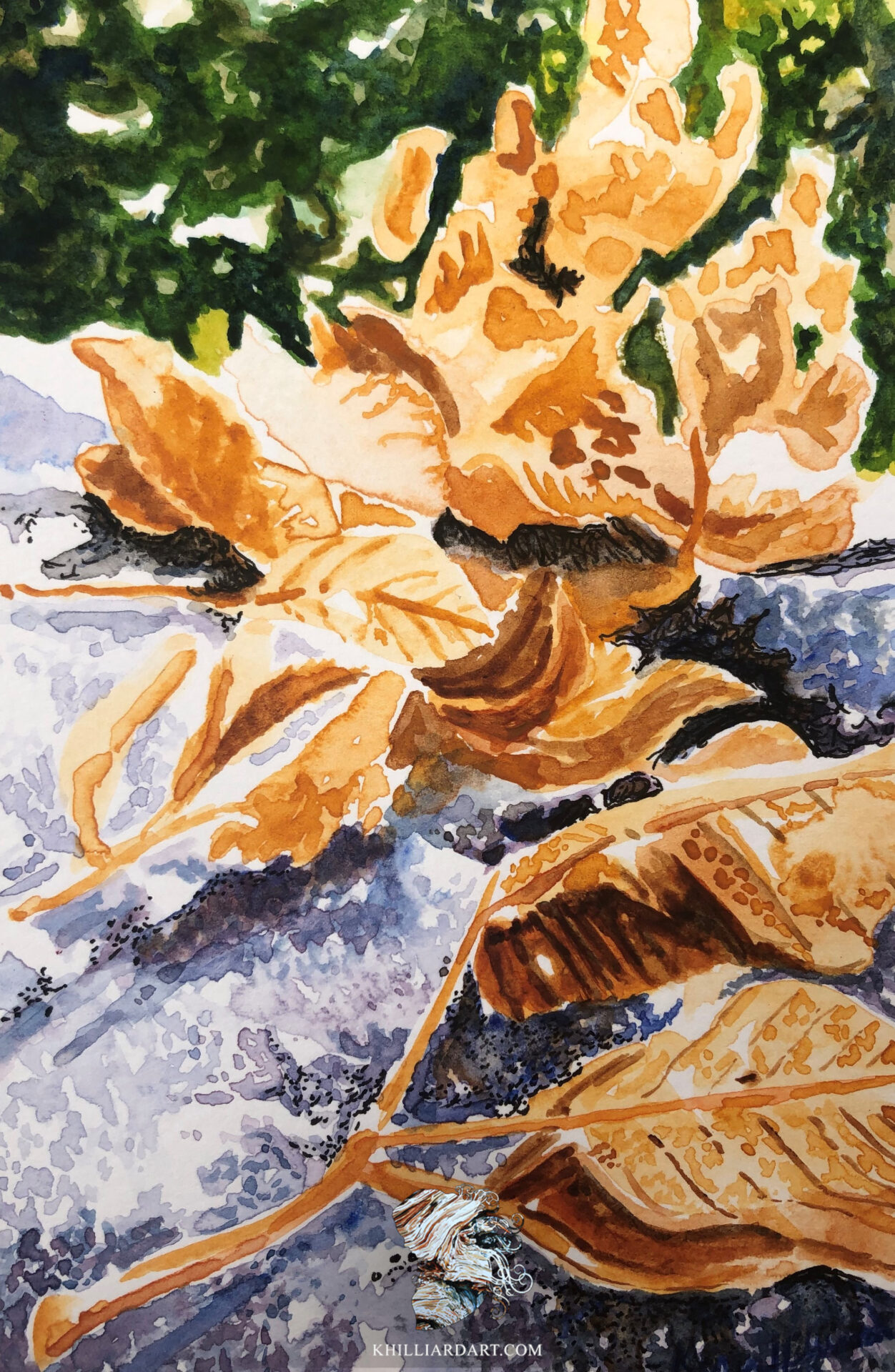 Fall in Red Rock Series 1 Number 8 | Tiny Paintings | Newsletter | Karen Hilliard Art | Blog | Tiny Painting | Original Art | Watercolor