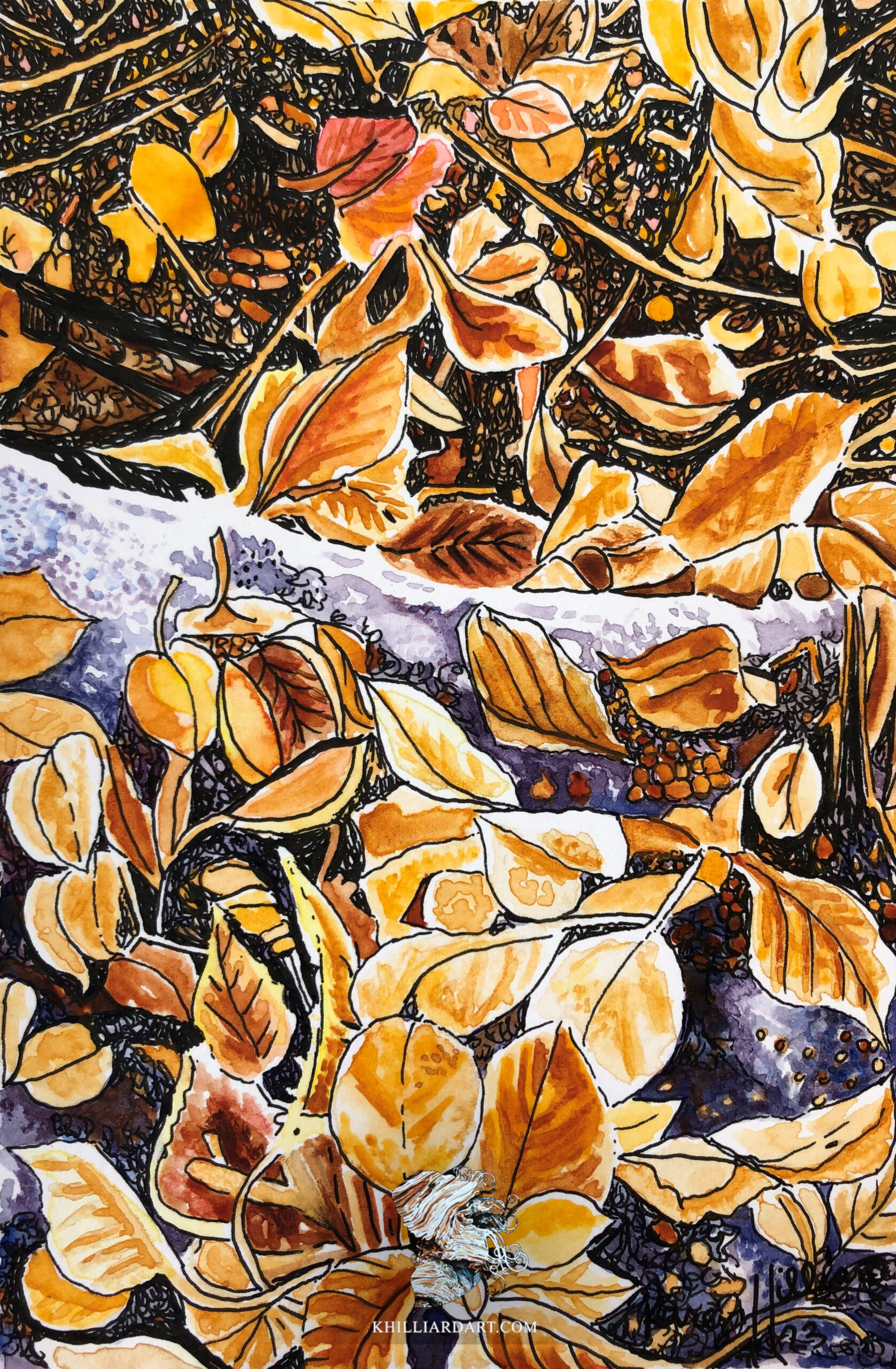 Fall in Red Rock Series 1 Number 7 | Karen Hilliard Art | Tiny Paintings | 4x6 | Original | Watercolor