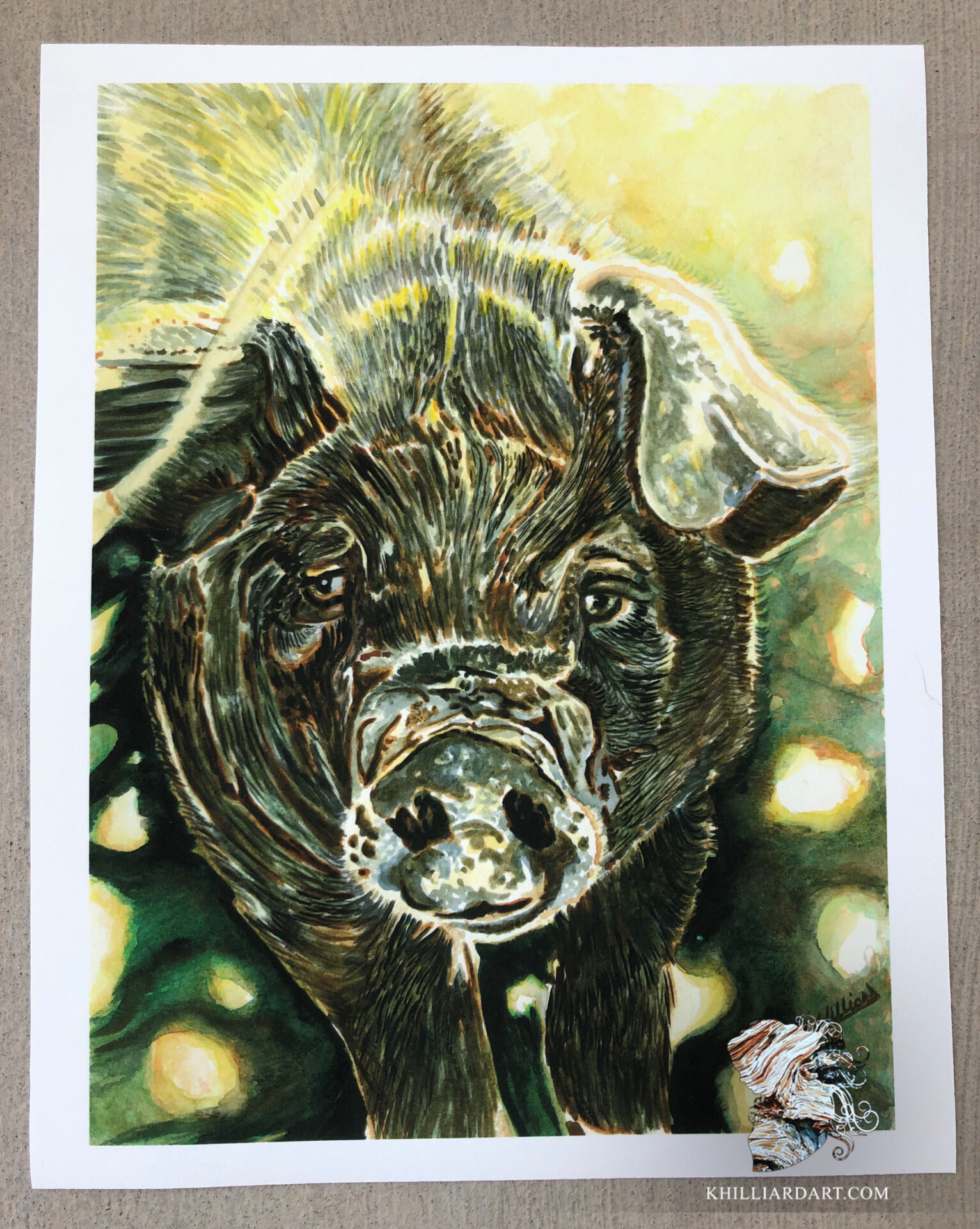 Love in the Rolls • Watercolor Print• Watercolor Animals • Karen Hilliard Art