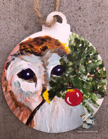 Ornament Barn Owl 2 | Karen Hilliard Art | Ornament | Original Acrylic Painting