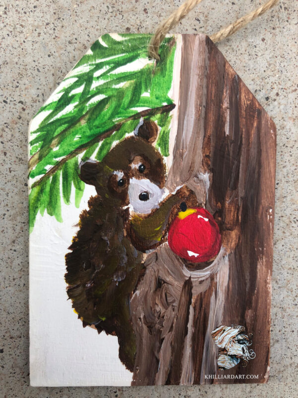 Ornament Bear in a Tree 1 | Karen Hilliard Art | Original Acrylic Painting