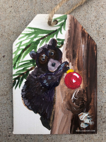 Ornament Bear in a Tree 2 | Karen Hilliard Art | Original Acrylic Painting