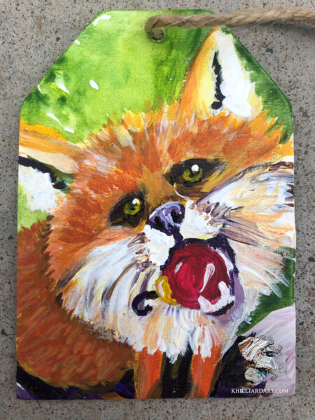 Ornament Fox Close Up | Karen Hilliard Art | Original Acrylic Painting