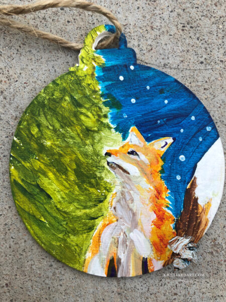 Ornament Fox Night Sky | Karen Hilliard Art | Ornament | Original Painting