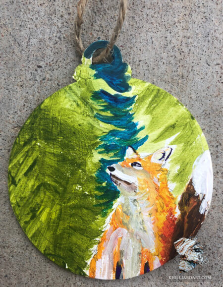 Ornament Fox with Trees | Karen Hilliard Art | Original Painting