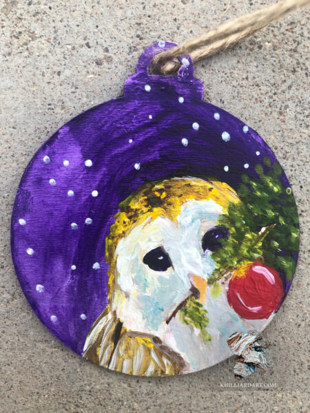 Ornament Owl Purple | Karen Hilliard Art | Ornament | Original Art
