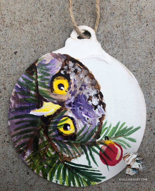 Ornament Silly Owl | Karen Hilliard Art | Original Acrylic Painting