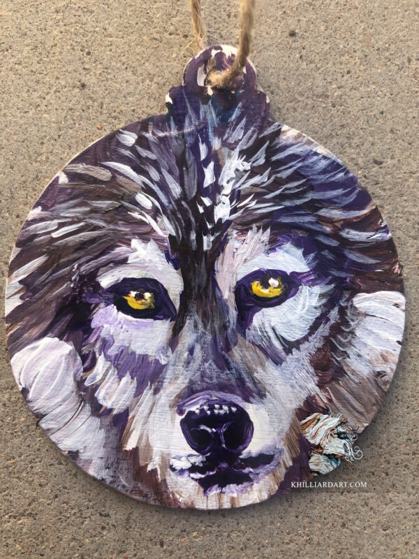 Ornament Wolf | Karen Hilliard Art | Ornament | Original | Acrylic Painting