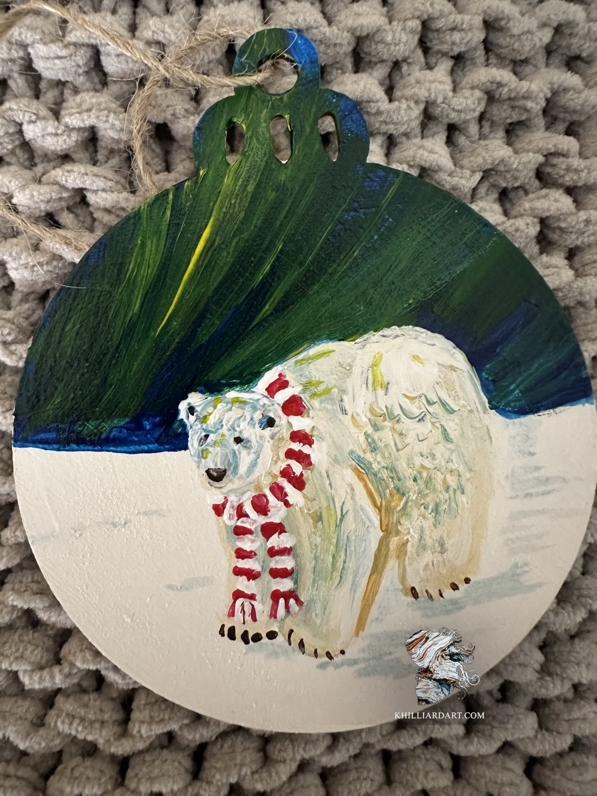 Polar Bear Ornament | 2023 | Karen Hilliard Art | Christmas Gifts | Christmas Ornament