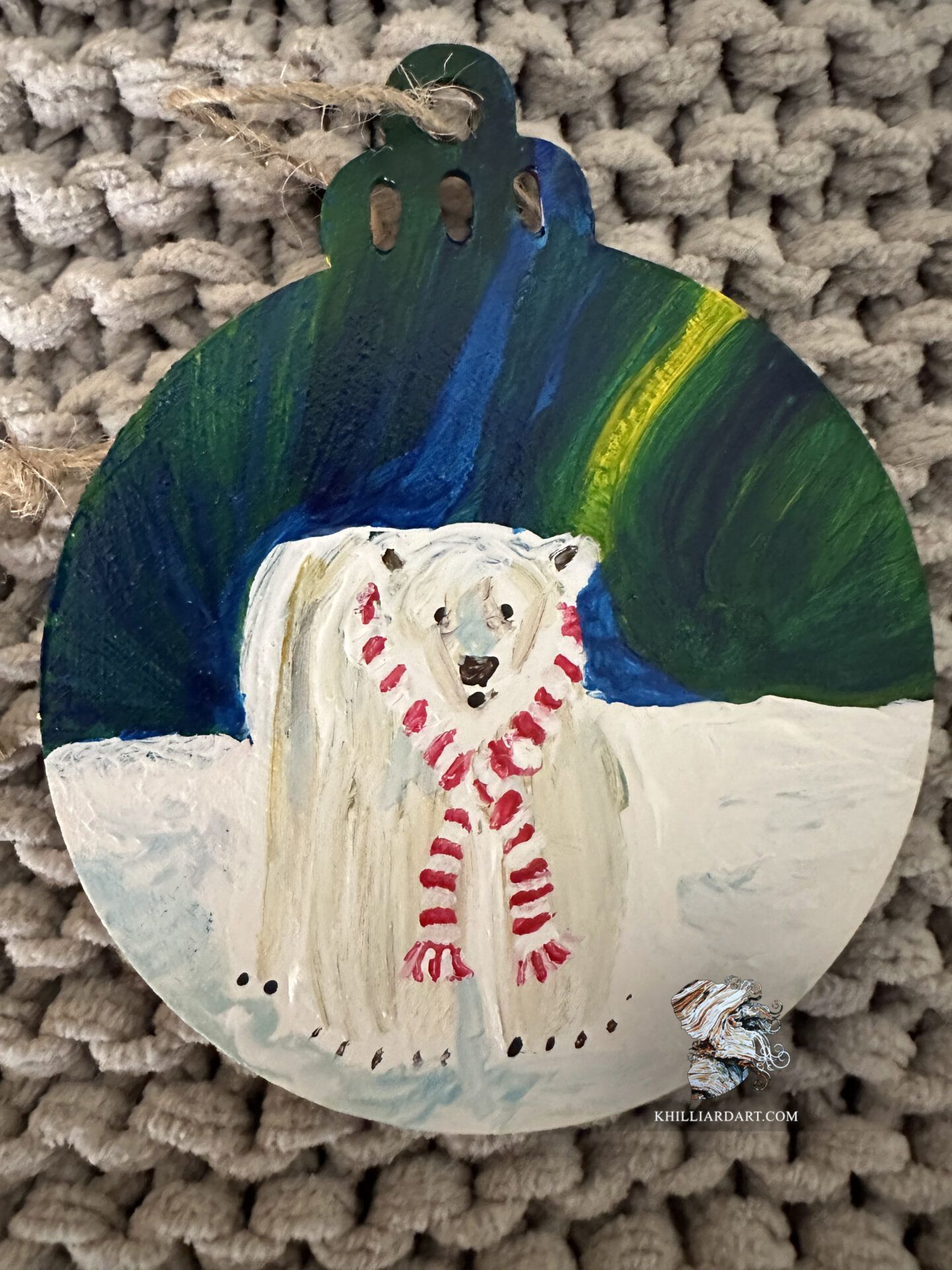Polar Bear Ornament | 2023 | Karen Hilliard Art | Christmas Gifts | Christmas Ornament