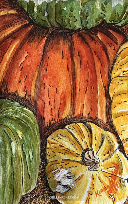 Pumpkins Series 1 Number 1 | Watercolor | Ink | Original Art | Karen Hilliard | Karen Hilliard Art
