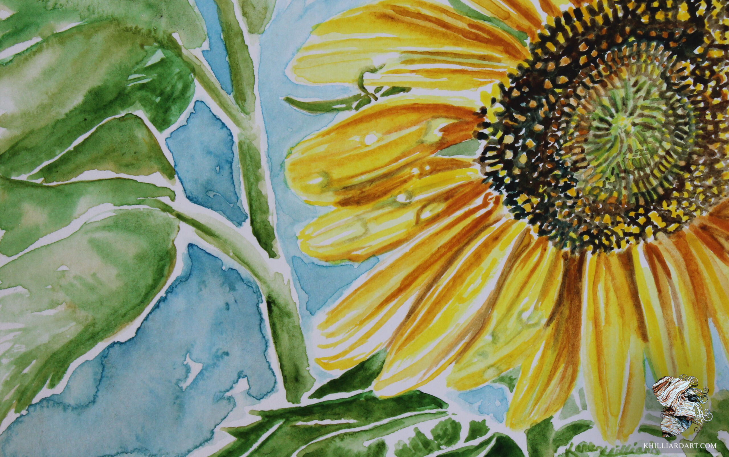 Sunflower Small Works Series 2 Number 2 | Karen Hilliard Art | Tiny Paintings | Watercolor | Sunflower Art