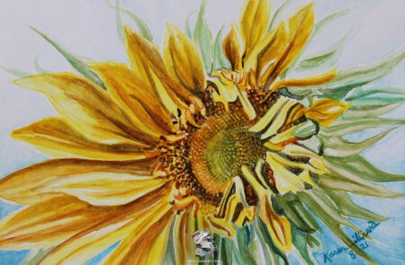 Sunflower Series 1 Number 3 | Karen Hilliard Art | Original | Watercolor | Tiny Paintings | 4x6