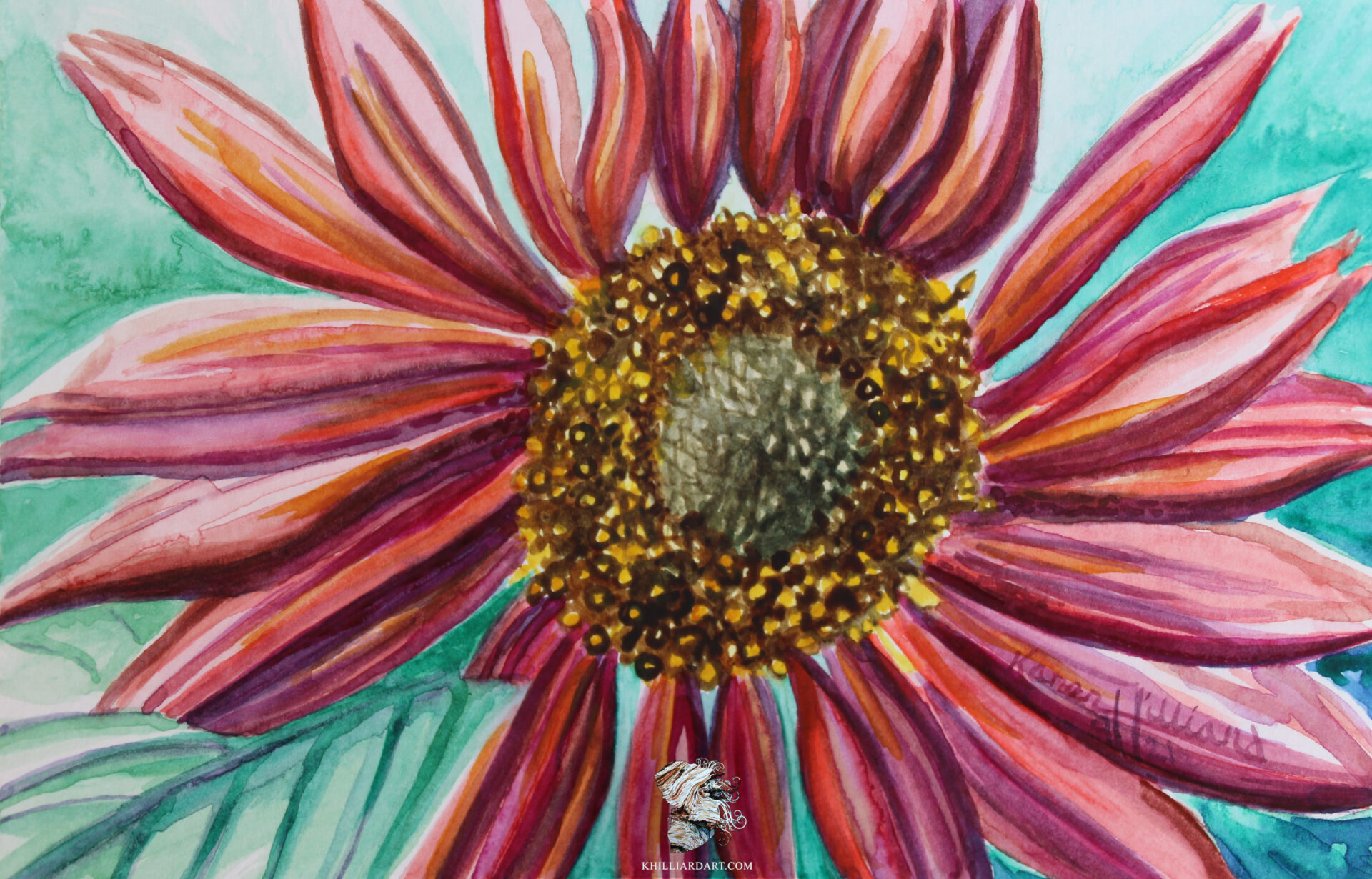 Sunflower Series 1 Number 4• Watercolor Tiny Painting • Karen Hilliard Art • 4 x 6