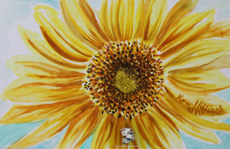 Sunflower Series 1 Number 5 • Watercolor Tiny Painting • Karen Hilliard Art • 4 x 6