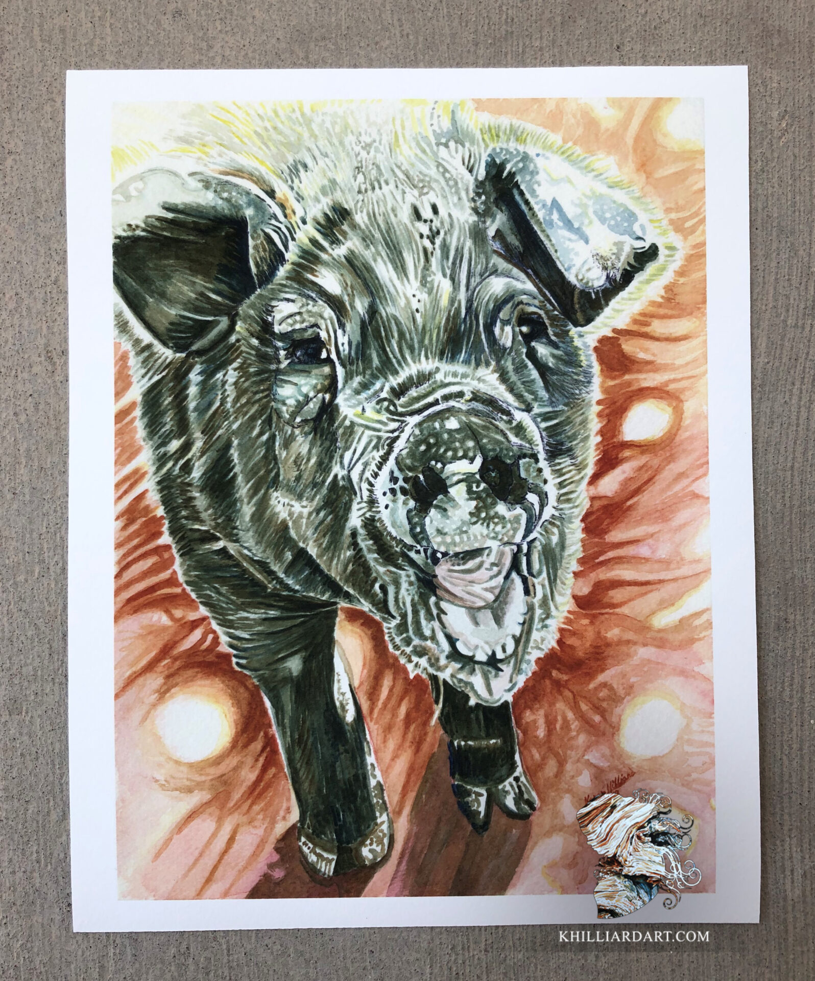 Sunset Muddin’ • Watercolor Print• Watercolor Animals • Karen Hilliard Art