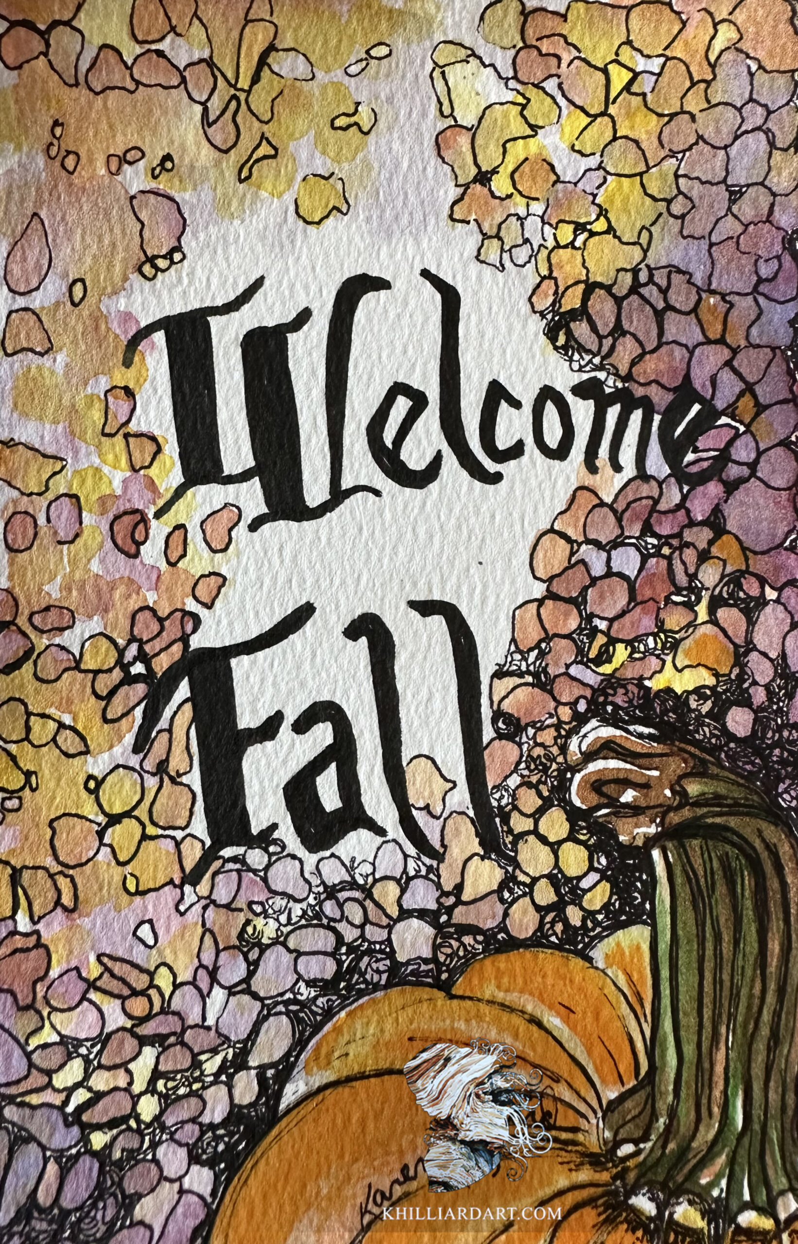Welcome Fall Series 1 Number 2 | Karen Hilliard Art | Original Watercolor | Tiny Paintings