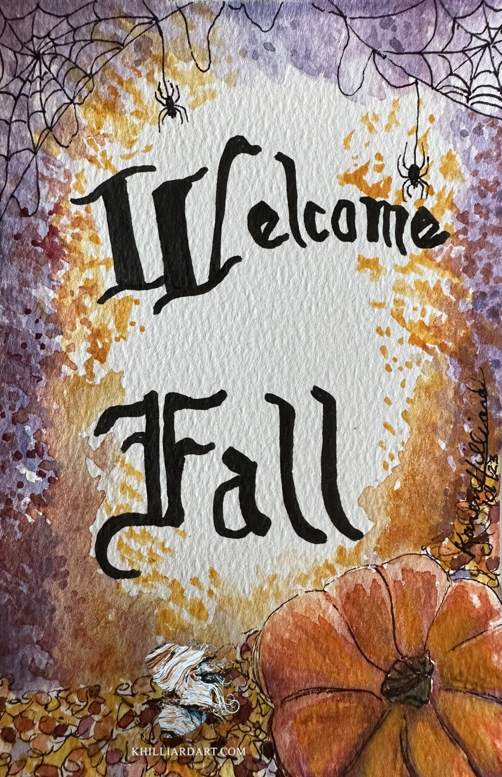 Welcome Fall Series 1 Number 1 | Karen Hilliard Art | Tiny Paintings | Watercolor