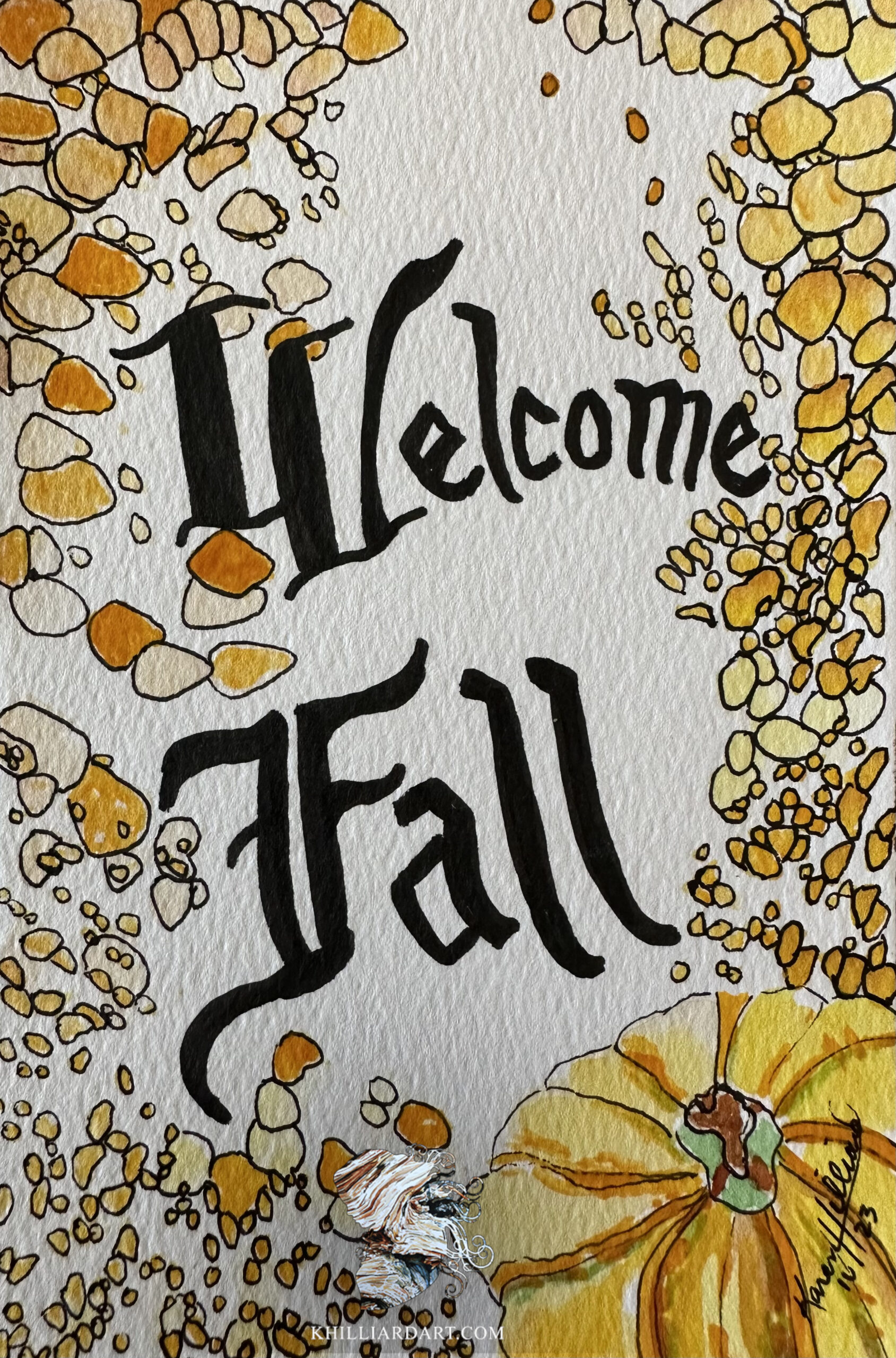 Welcome Fall Series 1 Number 4 | Karen Hilliard Art | Watercolor | Fall | Tiny Painting