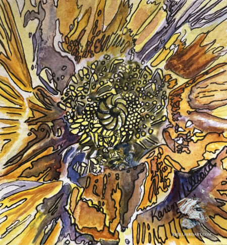 Cactus Bloom 2 | Original Watercolor | Tiny Paintings | Karen Hilliard Art | 4x4
