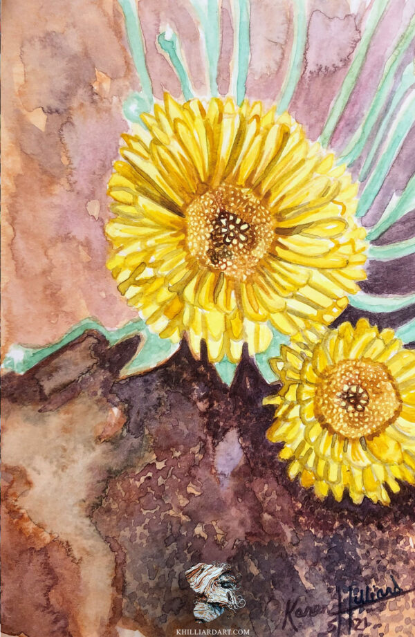 Valley of Fire Flowers Series 1 #5 • Tiny Painting • Karen Hilliard Art
