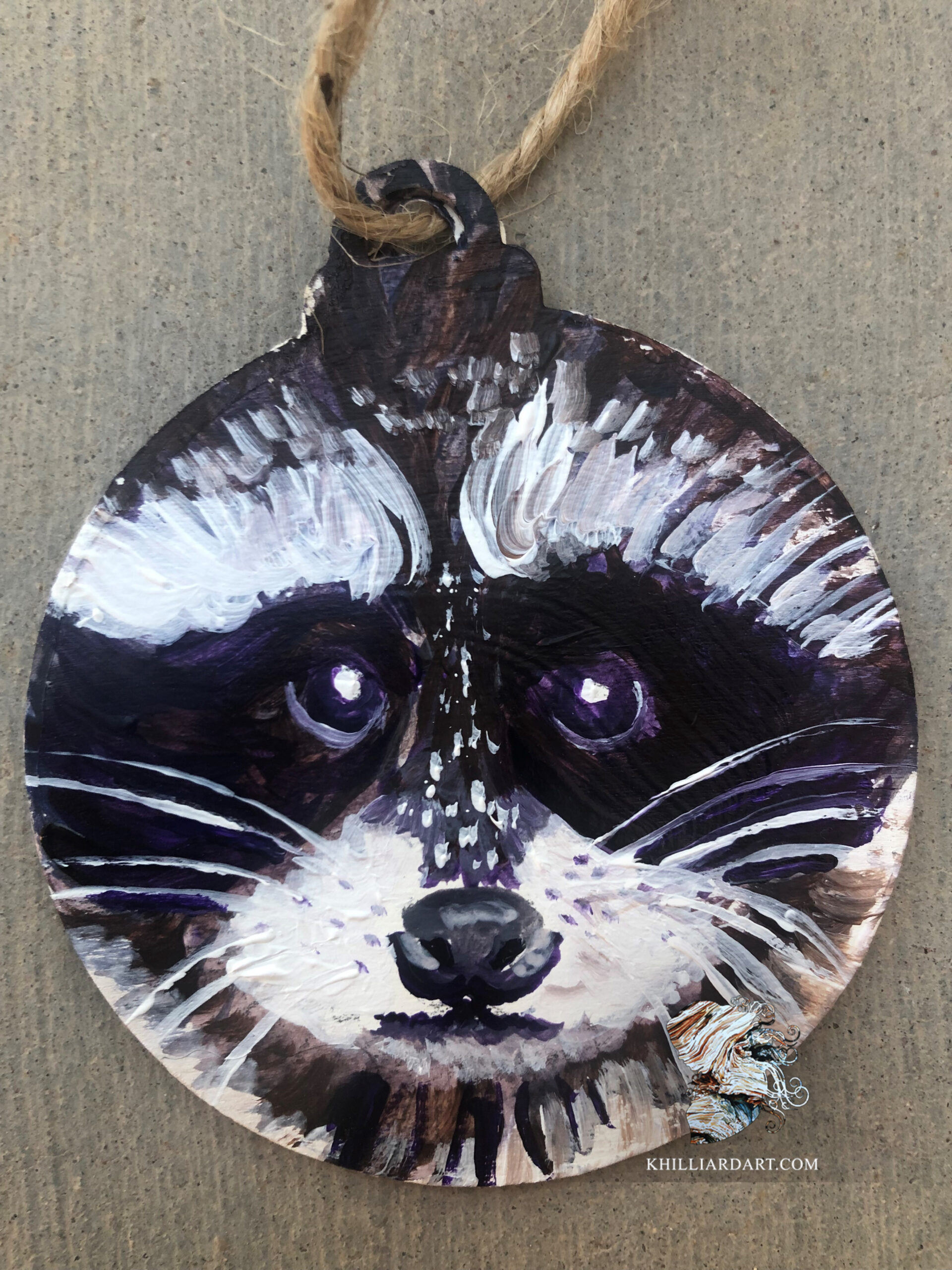 raccoon close up ornament | Karen Hilliard Art